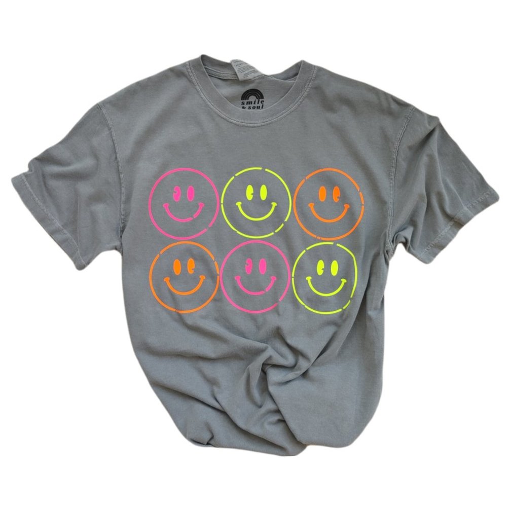The Distressed Neon Smiley Face T-Shirt